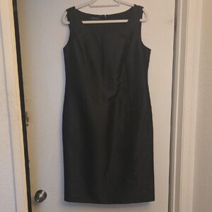Lafayette 148 New York Black Sleeveless Midi Sheath Dress with Square Neck